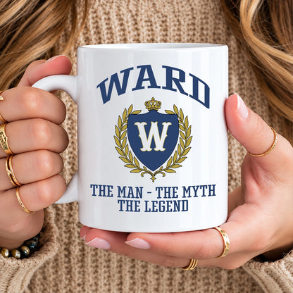 The Man The Myth The Legend Blue And Yellow Logo Mug WARD 13K1 MG24