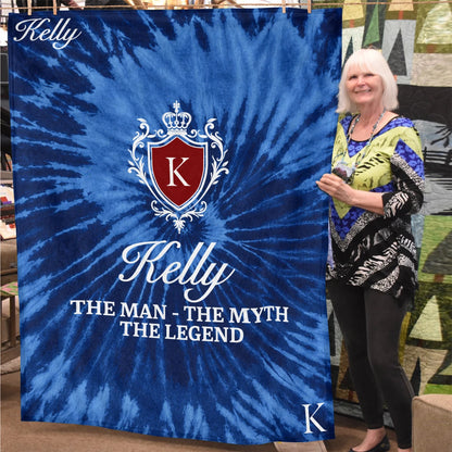 The Man The Myth The Legend Blue Waves Fleece Blanket KELLY 13K1 BK11