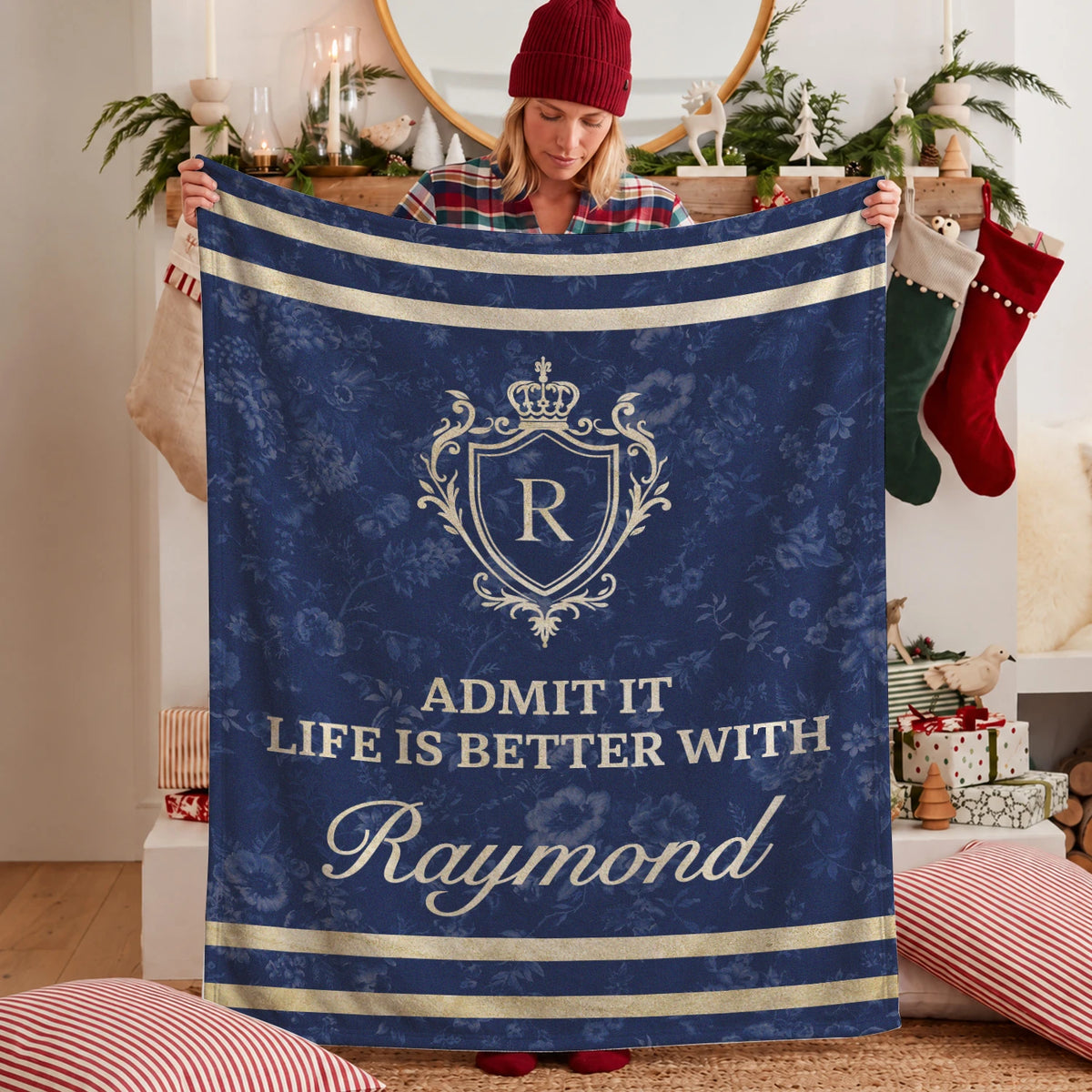 Admit It Life Is Better With Your Name Floral Blue Fleece Blanket RAYMOND 13K1 BK36