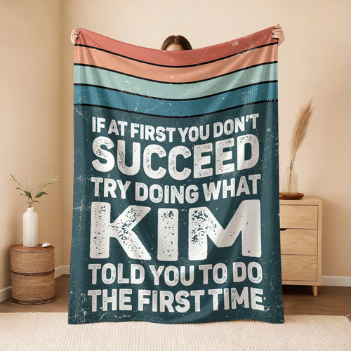 If At First You Don’t Succeed Retro Green Fleece Blanket KIM 13K1 BK29