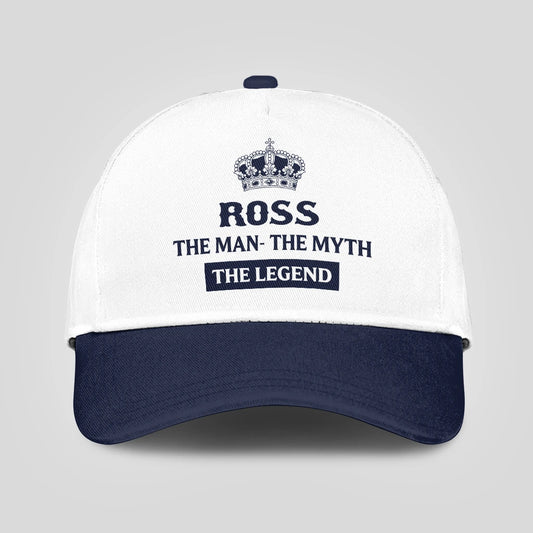 The Man The Myth The Legend King Crown Blue And White Cap ROSS 13K1 C147PF