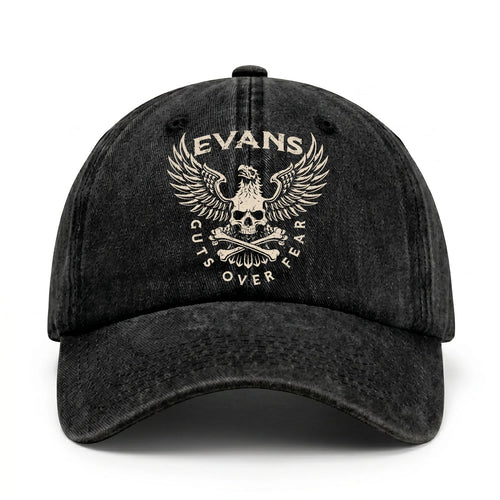 Your Name Guts Over Fear With Eagle And Skull Washed Cap EVANS 13K1 C75PF