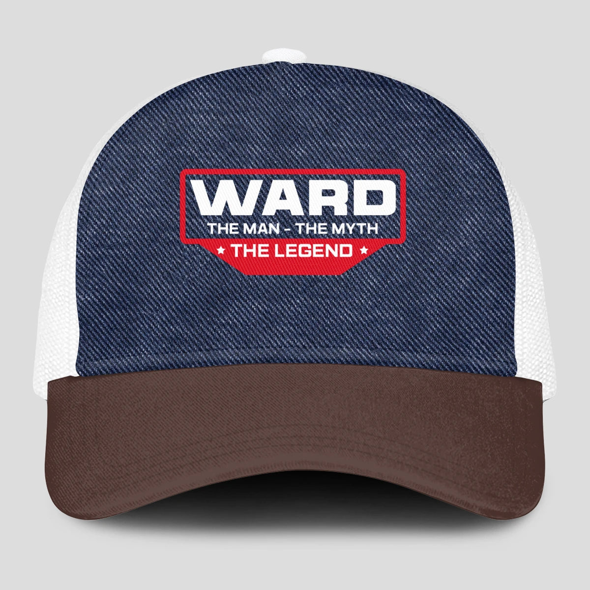 The Man The Myth The Legend Navy Brown And White Mesh Cap WARD 13K1 C200PF