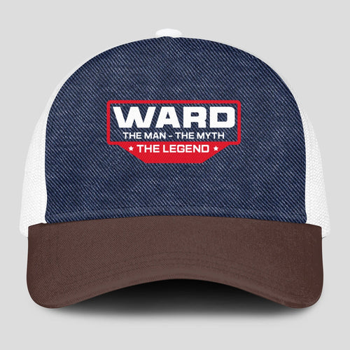 The Man The Myth The Legend Navy Brown And White Mesh Cap WARD 13K1 C200PF