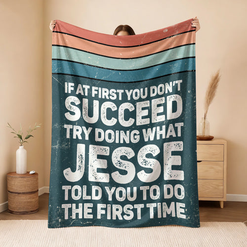If At First You Don’t Succeed Retro Green Fleece Blanket JESSE 13K1 BK29