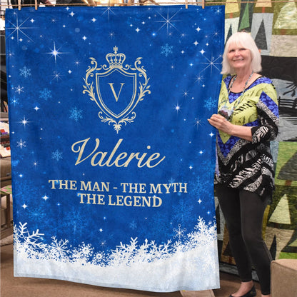 The Man The Myth The Legend Navy Christmas Fleece Blanket VALERIE 13K1 BK15