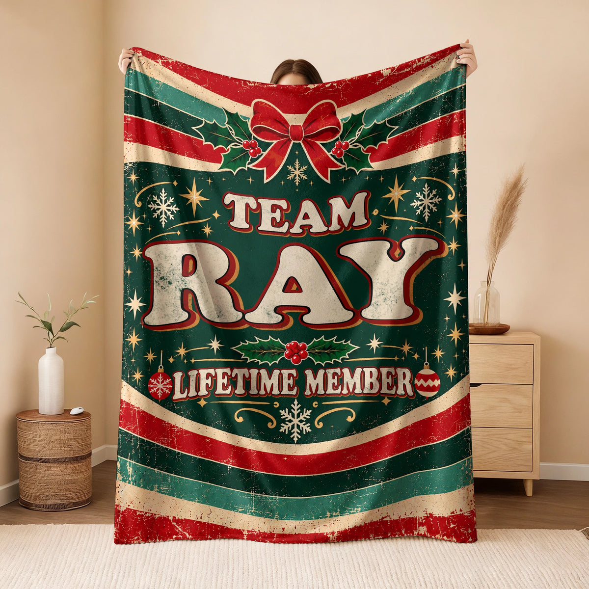 Team Your Name Lifetime Member Christmas Fleece Blanket RAY 13K1 BK52