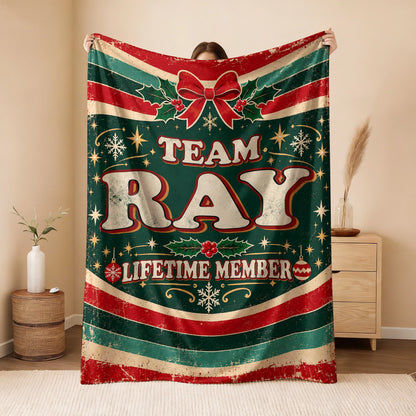 Team Your Name Lifetime Member Christmas Fleece Blanket RAY 13K1 BK52