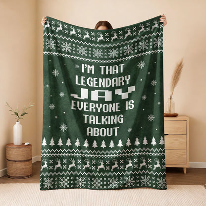 Legendary Your Name Funny Green Christmas Fleece Blanket JAY 13K1 BK43