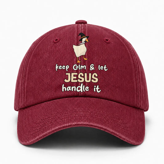 Keep Calm & Let Your Name Handle It Funny Witch Goose Washed Cap JESUS 13K1 C128PF
