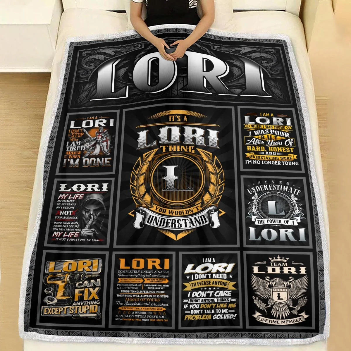 LORI Personalized Blanket | Custom Name Cozy Throw Gift 13K1-BK2