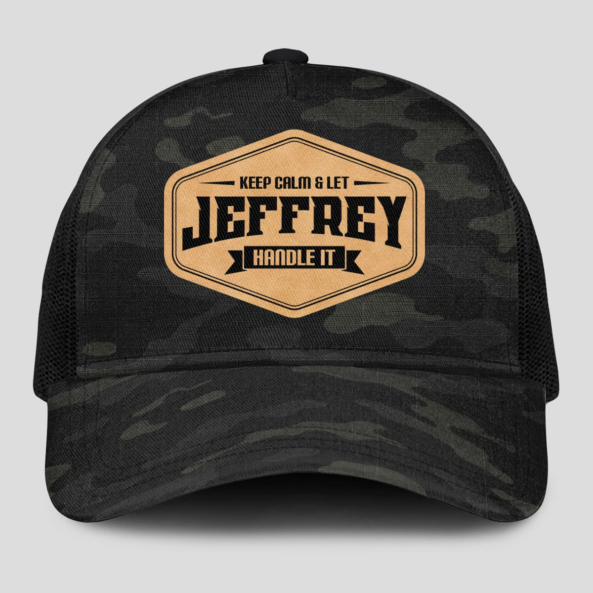Keep Calm & Let Your Name Handle It Dark Camo Mesh Cap JEFFREY 13K1 C195PF