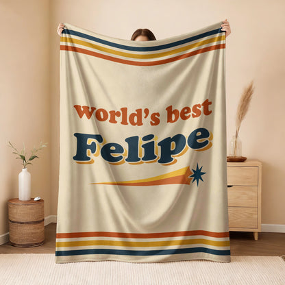 World's Best Your Name Retro Fleece Blanket FELIPE 13K1 BK64