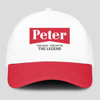 The Man The Myth The Legend Red And White Mesh Cap PETER 13K1 C197PF