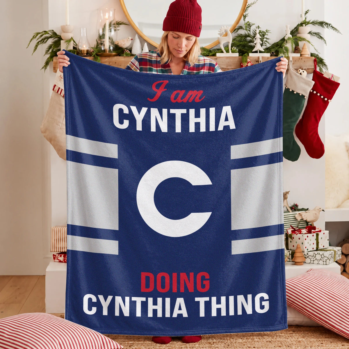 I'm Name Doing Name Things Navy Fleece Blanket CYNTHIA 13K1 BK51