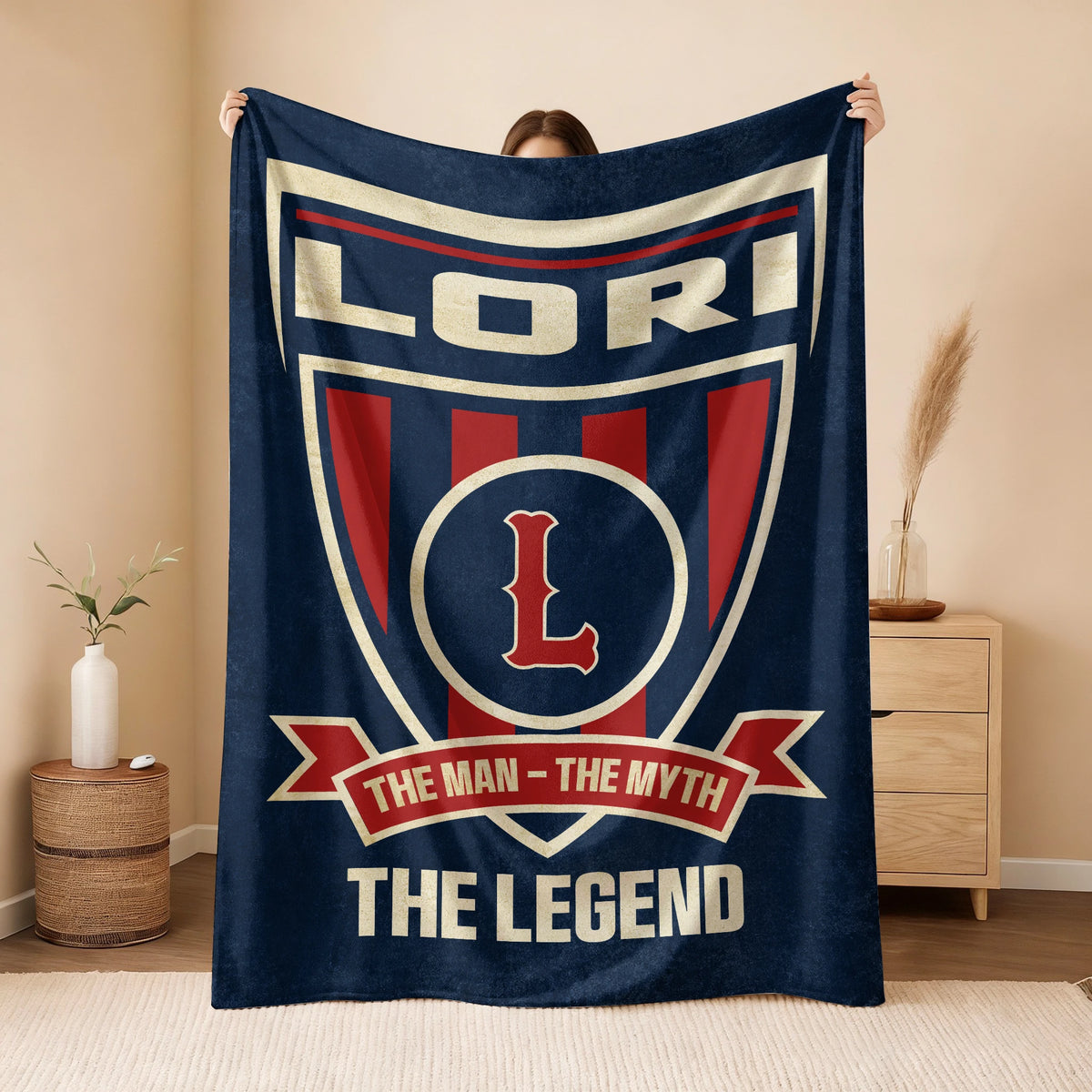 The Man The Myth The Legend Blue Burgundy Baseball Blanket LORI 13K1 BK18