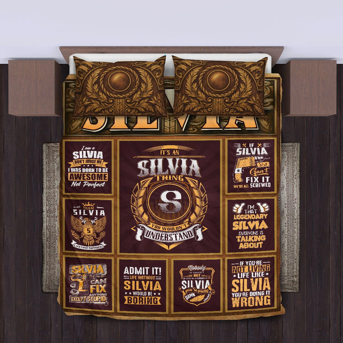 SILVIA Limited Edition Personalized Bedding Set 13K1-BS3