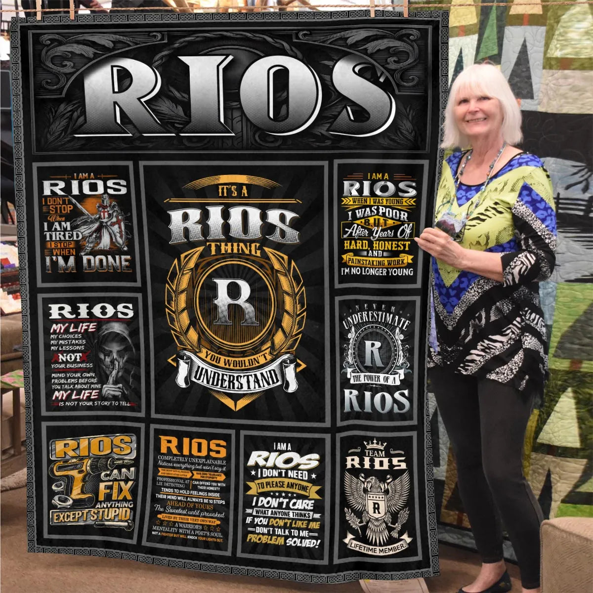 RIOS Personalized Blanket | Custom Name Cozy Throw Gift 13K2-BK2