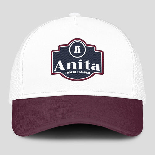 Trouble Maker Burgundy And White Funny Mesh Cap ANITA 13K1 C201PF