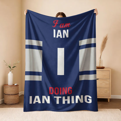 I'm Name Doing Name Things Navy Fleece Blanket IAN 13K1 BK51