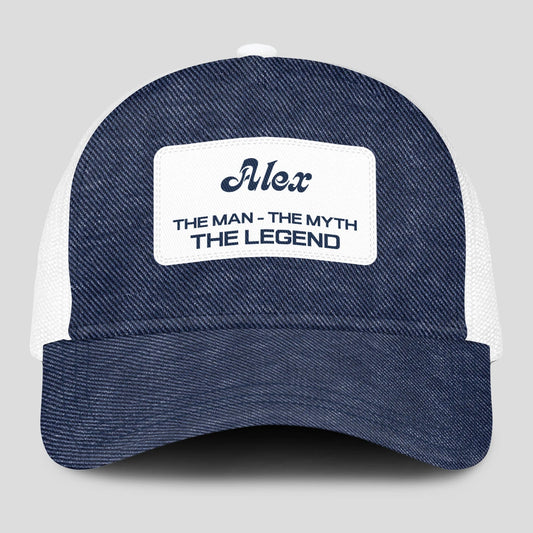 The Man The Myth The Legend Blue Denim Mesh Cap ALEX 13K1 C194PF