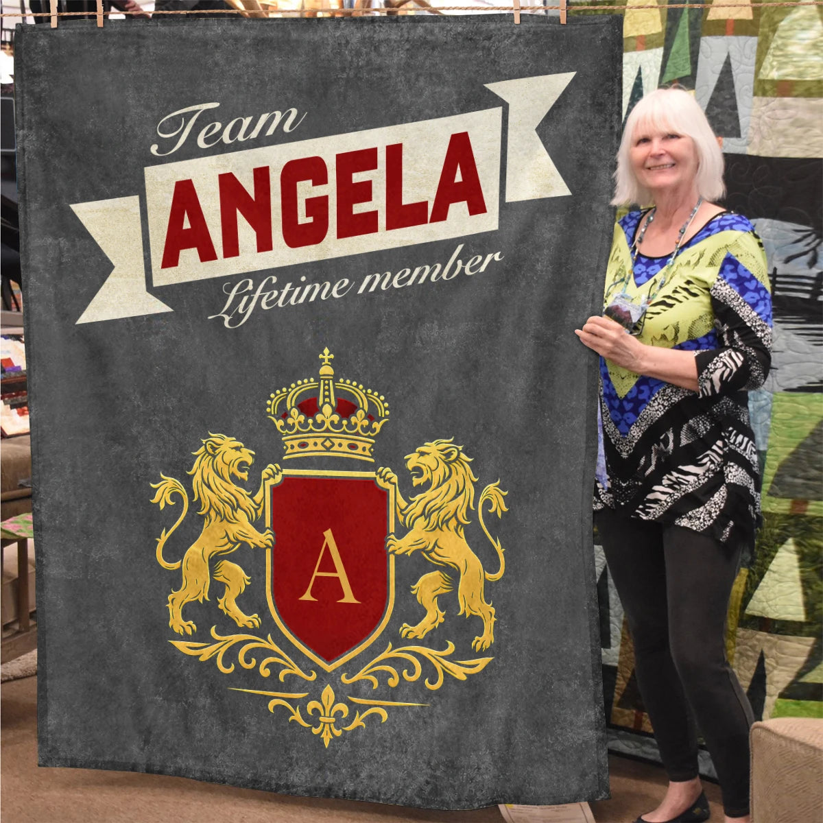 Team Your Name Lifetime Member Charcoal Blanket ANGELA 13K1 BK20