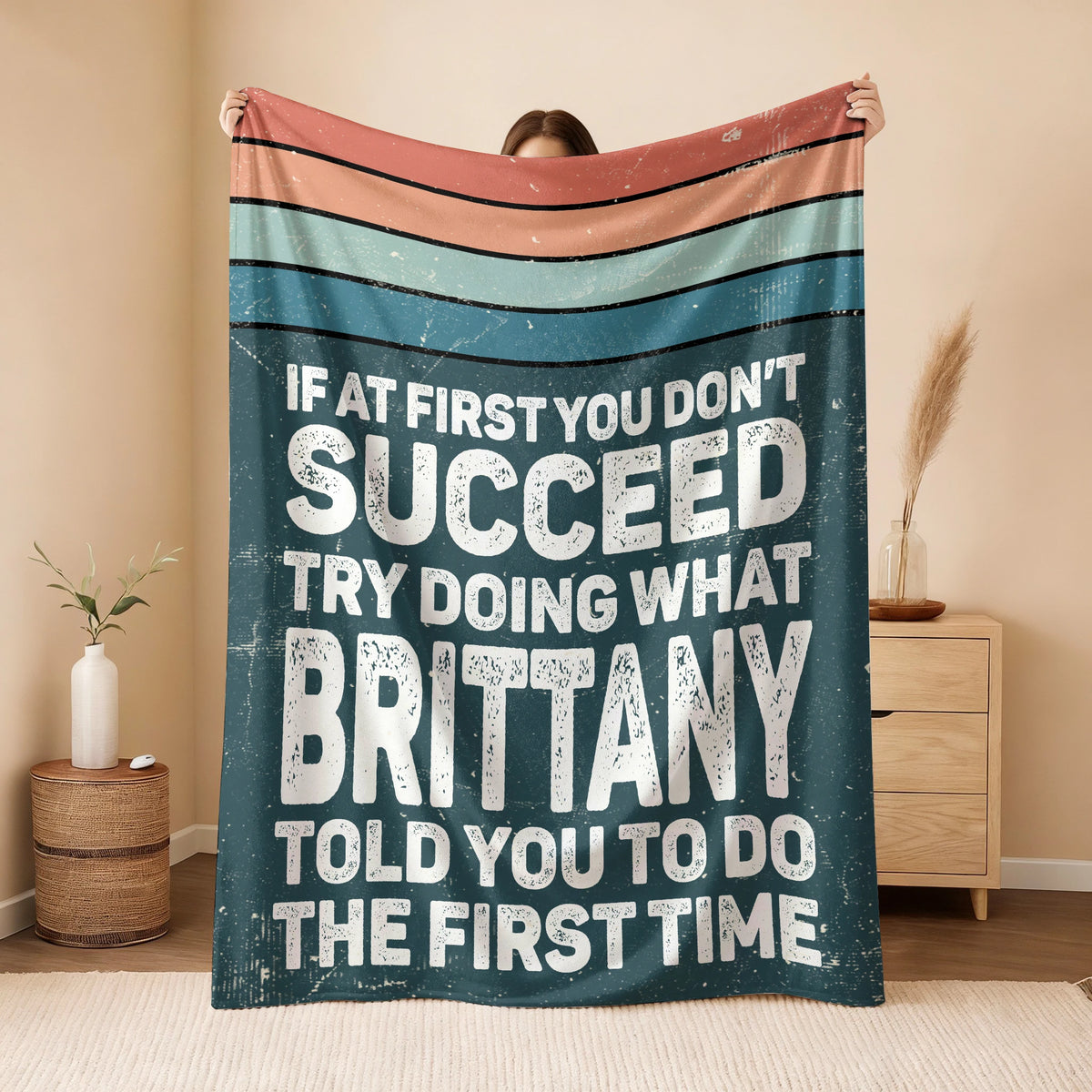If At First You Don’t Succeed Retro Green Fleece Blanket BRITTANY 13K1 BK29