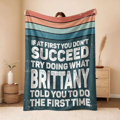 If At First You Don’t Succeed Retro Green Fleece Blanket BRITTANY 13K1 BK29