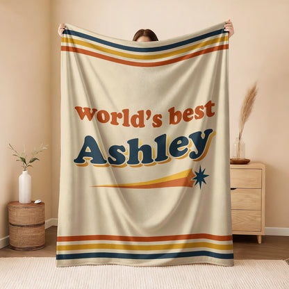World's Best Your Name Retro Fleece Blanket ASHLEY 13K1 BK64