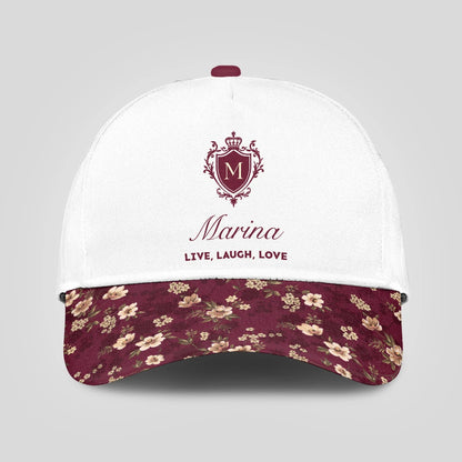 Live Laugh Love Floral Burgundy Cap MARINA 13K1 C112PF