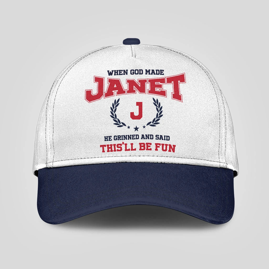 When God Made Your Name He Grinned And Said This'll Be Fun Blue Cap JANET 13K1 C57PF