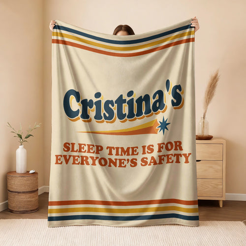 Your Name's Sleep Time Funny Retro Fleece Blanket CRISTINA 13K1 BK67