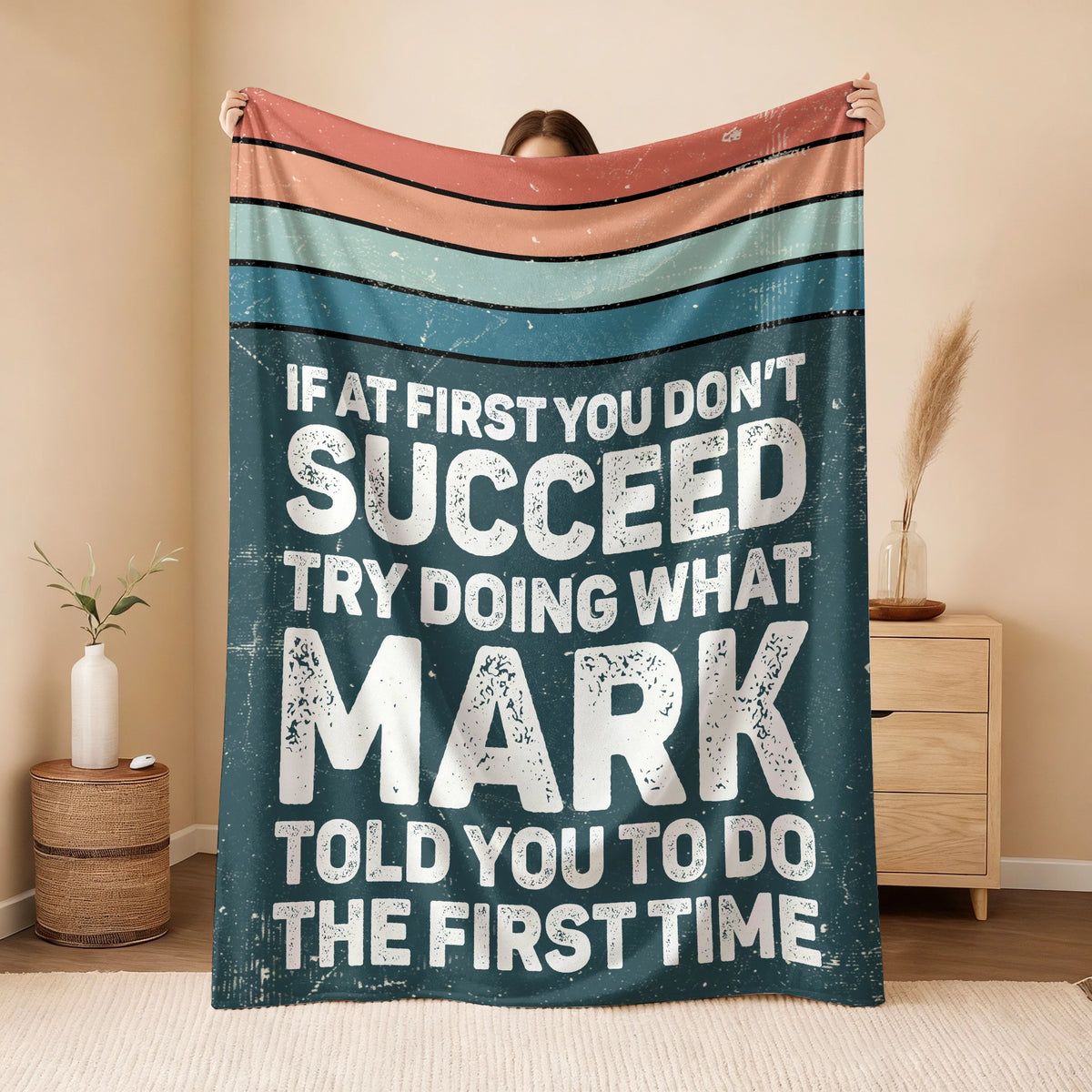 If At First You Don’t Succeed Retro Green Fleece Blanket MARK 13K1 BK29