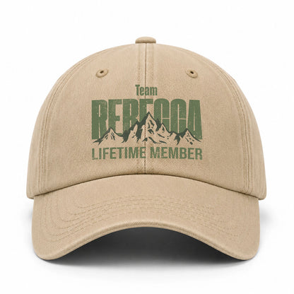 Team Your Name Lifetime Member Mountain Cap REBECCA 13K1 C58PF