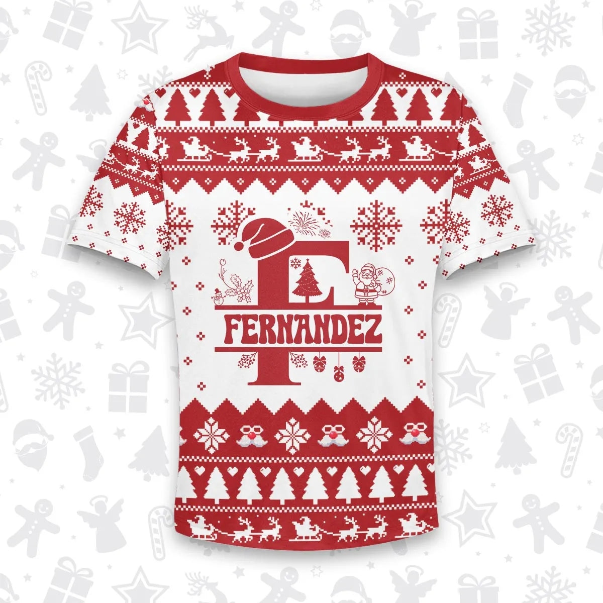 FERNANDEZ Personalized Christmas T-Shirt Pajama Set - Holiday Gift Outfit 13K1-CR2