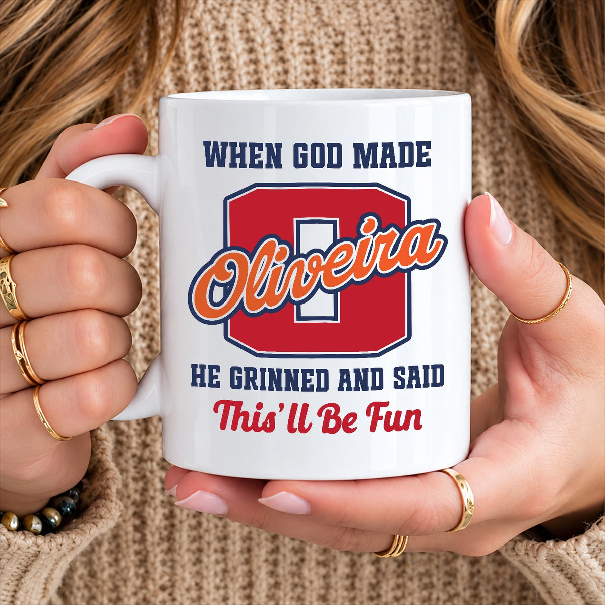 When God Made Your Name Personalized Baseball Mug OLIVEIRA 13K1 MG07
