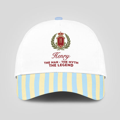 The Man The Myth The Legend Blue And Yellow Striped Beach Cap HENRY 13K1 C118PF