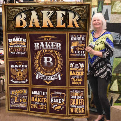 BAKER Personalized Blanket | Custom Name Cozy Throw Gift 13K1-BK4