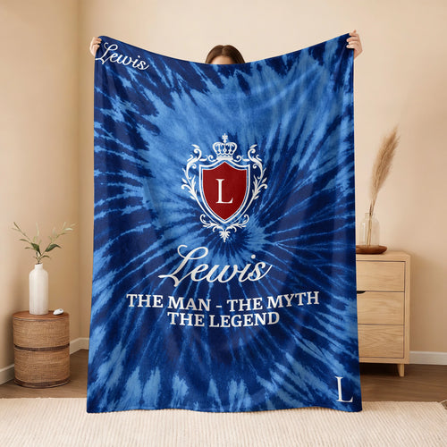 The Man The Myth The Legend Blue Waves Fleece Blanket LEWIS 13K1 BK11