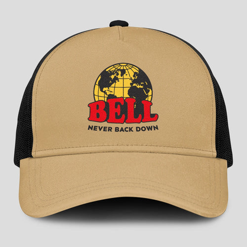 Never Back Down World Logo Khaki Mesh Cap BELL 13K1 C212PF