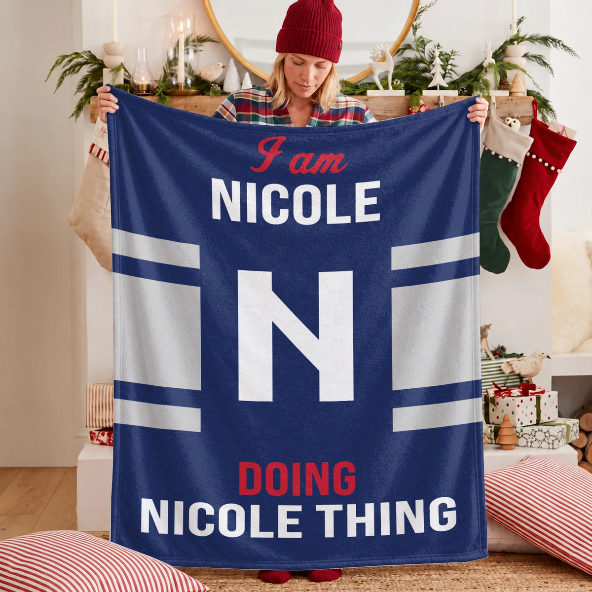 I'm Name Doing Name Things Navy Fleece Blanket NICOLE 13K1 BK51