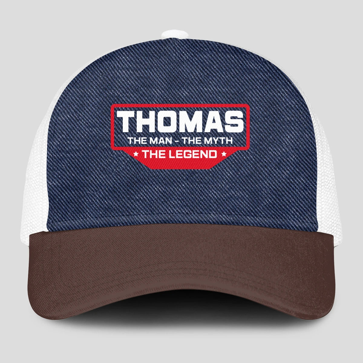 The Man The Myth The Legend Navy Brown And White Mesh Cap THOMAS 13K1 C200PF