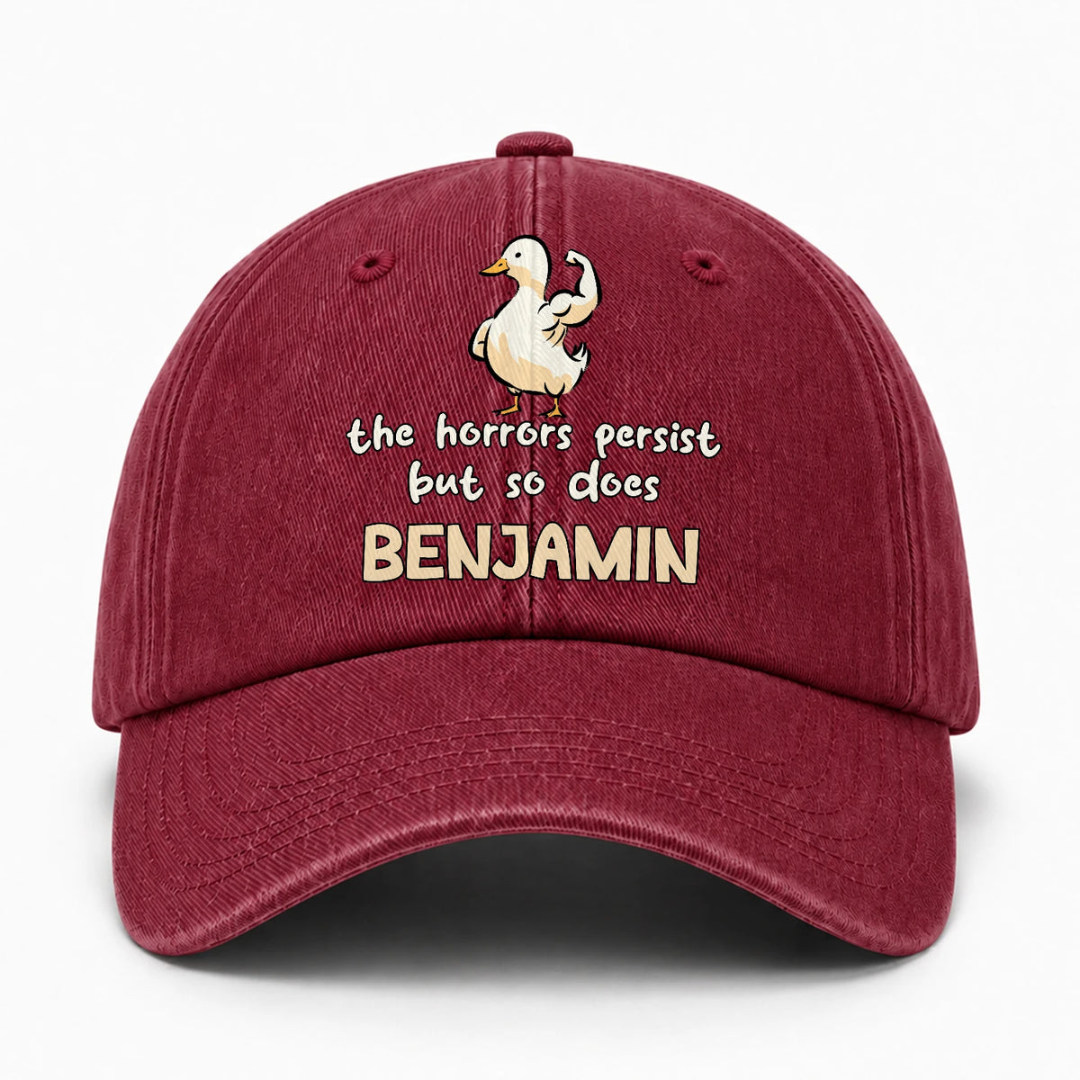 The Horrors Persist But So Does Your Name Funny Goose Burgundy Washed Cap BENJAMIN 13K1 C126PF