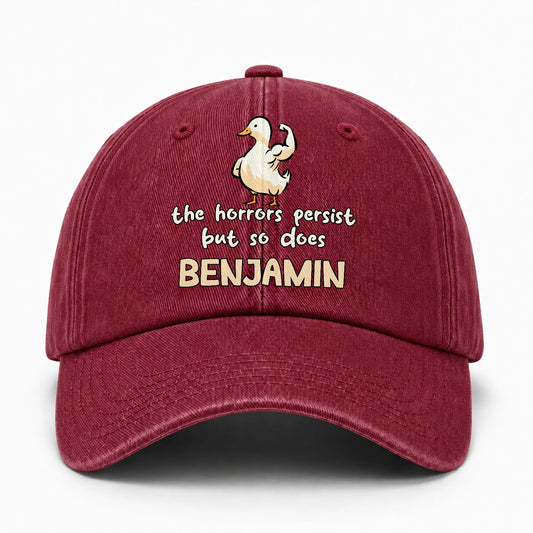 The Horrors Persist But So Does Your Name Funny Goose Burgundy Washed Cap BENJAMIN 13K1 C126PF