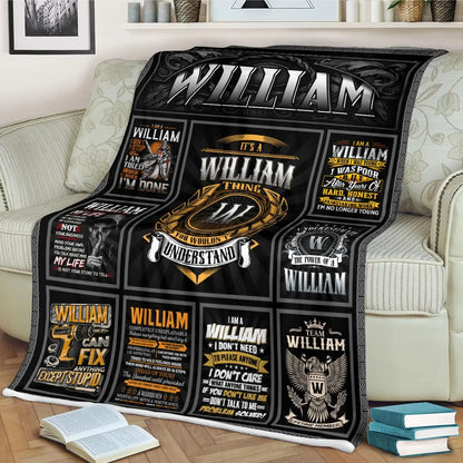 WILLIAM Personalized Blanket | Custom Name Cozy Throw Gift 13K1-BK2
