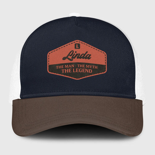 The Man The Myth The Legend Navy And Brown Mesh Cap LINDA 13K1 C188PF