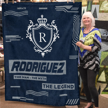 The Man The Myth The Legend Blue & Gray Fleece Blanket  RODRIGUEZ 13K1 BK08