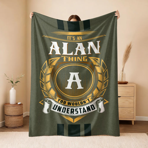 It's A Your Name Thing Olive Green Logo Fleece Blanket ALAN 13K1 BK31