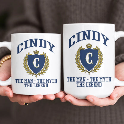 The Man The Myth The Legend Blue And Yellow Logo Mug CINDY 13K1 MG24