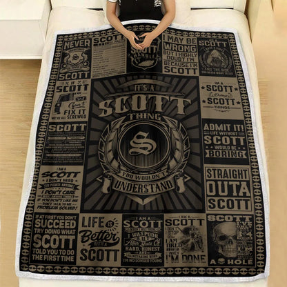 SCOTT Personalized Blanket | Custom Name Cozy Throw Gift 13K1-BK3